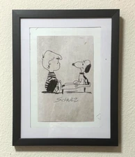 HOLIDAY SALE!!  YEAR END SALE!!  Charles Schulz Framed Ink Drawing