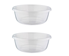2x Extra Large Circular Round Plastic Washing Up Bowl Circulr Basin Clear Mixing