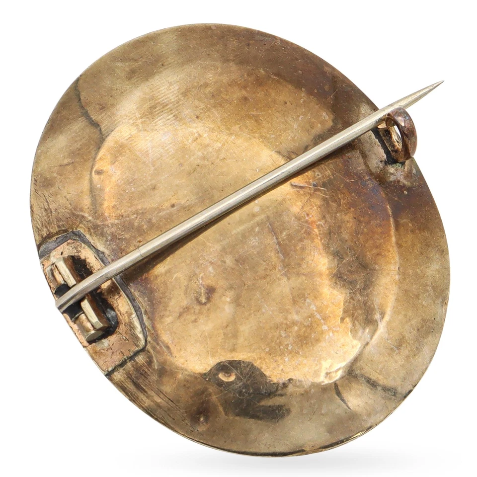 Broche antigo folheado a ouro trançado cabelo humano luto - Imagem 2 de 4