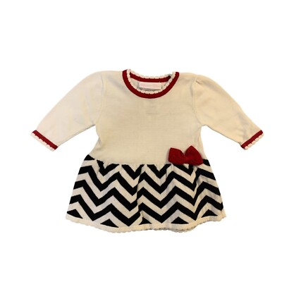Bonnie Baby Girls Infant Baby Size 3 6 months Long Sleeve Sweater Dress Chevron