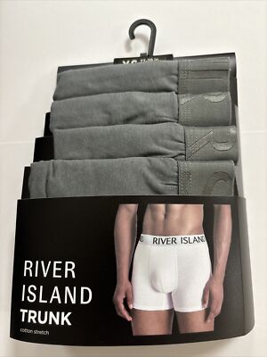 River Island Mens Trunk X 4 Boxer Short Size XS Mid Grey BNWT Freepost