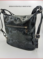 Borsa a spalla donna in Vera Pelle nera borsetta tracolla pitone made in Italy