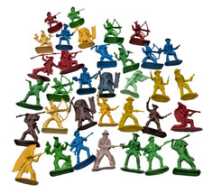 Assorted Lot of Native Americans and Cowboy Plastic Toys Made in Hong Kong China