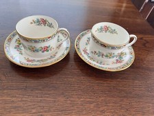 COALPORT MING ROSE BONE CHINA FLAT TEA CUPS  SAUCERS 2 SETS