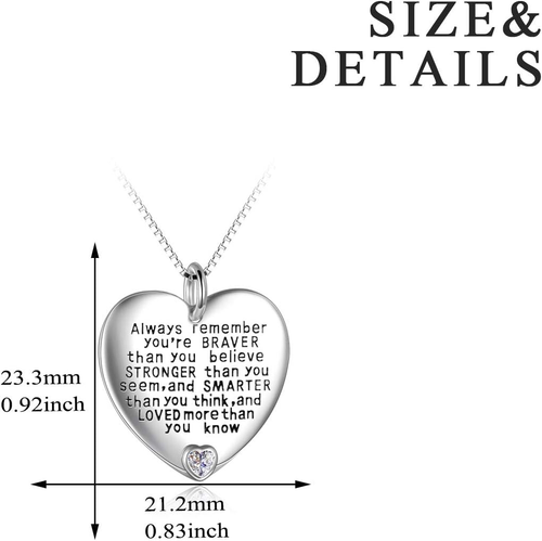 YFN Sterling Silver Always Remember You Are Braver than You Believe Jewelry Pend - Picture 4 of 12