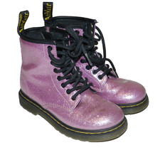 Dr Martens Doc Patent Pink Glitter Boots Girls Size 11