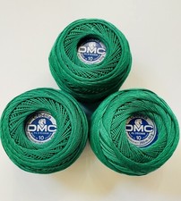 Vintage Lot of 3 DMC C b lia Crochet Thread, Size 10, Color: 699 Green