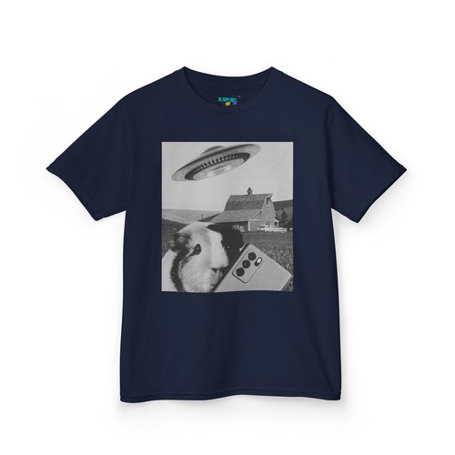 Funny Alien Guinea Pig Kids Tee, Cool Piggie T-Shirt, UFO Lover Gift - Picture 49 of 74
