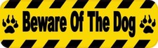 10in x 3in Beware of Dog Warning Sign Bumper Sticker Decal Window Stickers De...