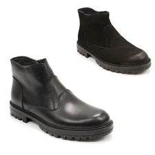 Men's Elegante Alex Plain toe Leather Winter Boots with Faux Fur Lining