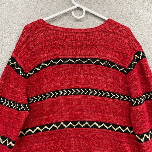 Lauren Ralph Lauren Cardigan Sweater Womens Large Hand Knit Linen Tie Tribal - Picture 8 of 11