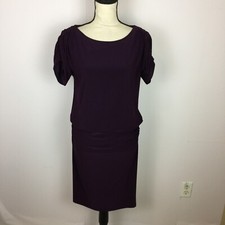 Lauren Ralph Lauren Blouson Dress Size 4 Womans Purple Drop Waist Short Sleeve
