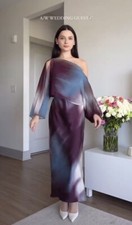ZARA NEW WOMAN BNWT FW24 ASYMMETRIC CAPE PRINTED SATIN DRESS S 8852/217
