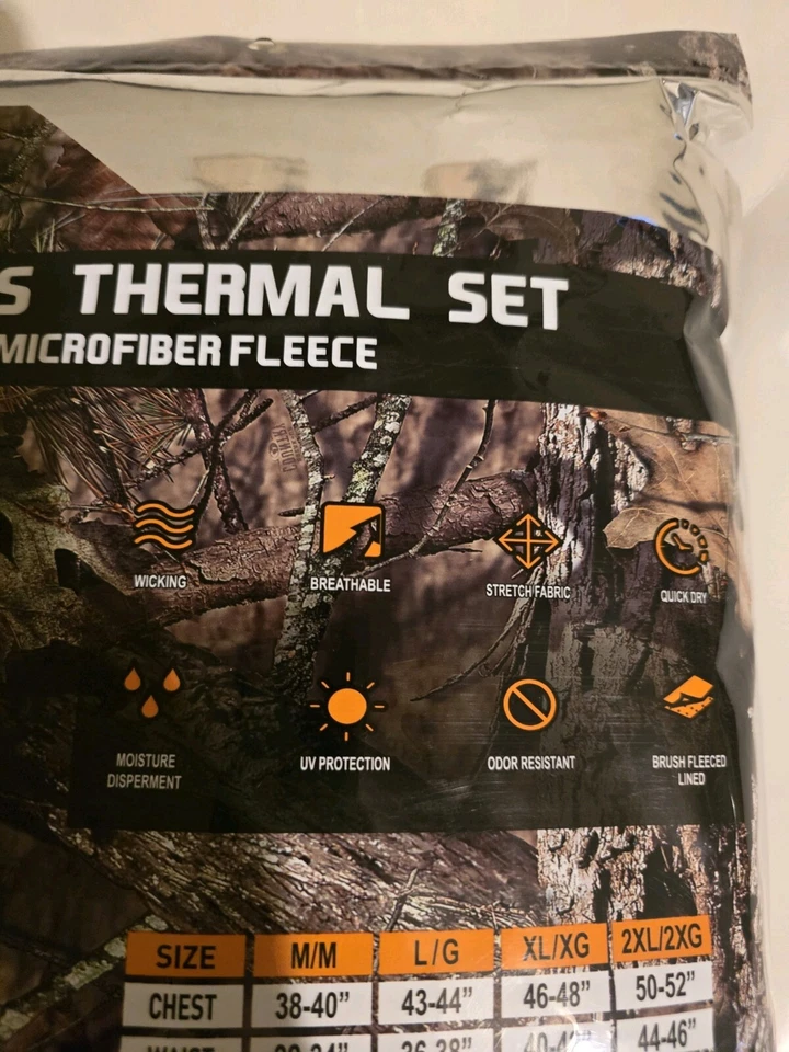 Mossy Oak Mens 2 pc. Thermal Set Grey Top and Bottom New - Image 2 of 4