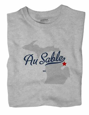 #ad Au Sable Michigan MI T Shirt Iosco County MAP $18.99
