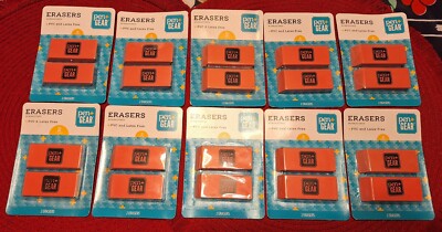 10 Two Packs Pen + Gear Pink Erasers Latex Free Smudge Proof ~ Total of 20 Ct. 