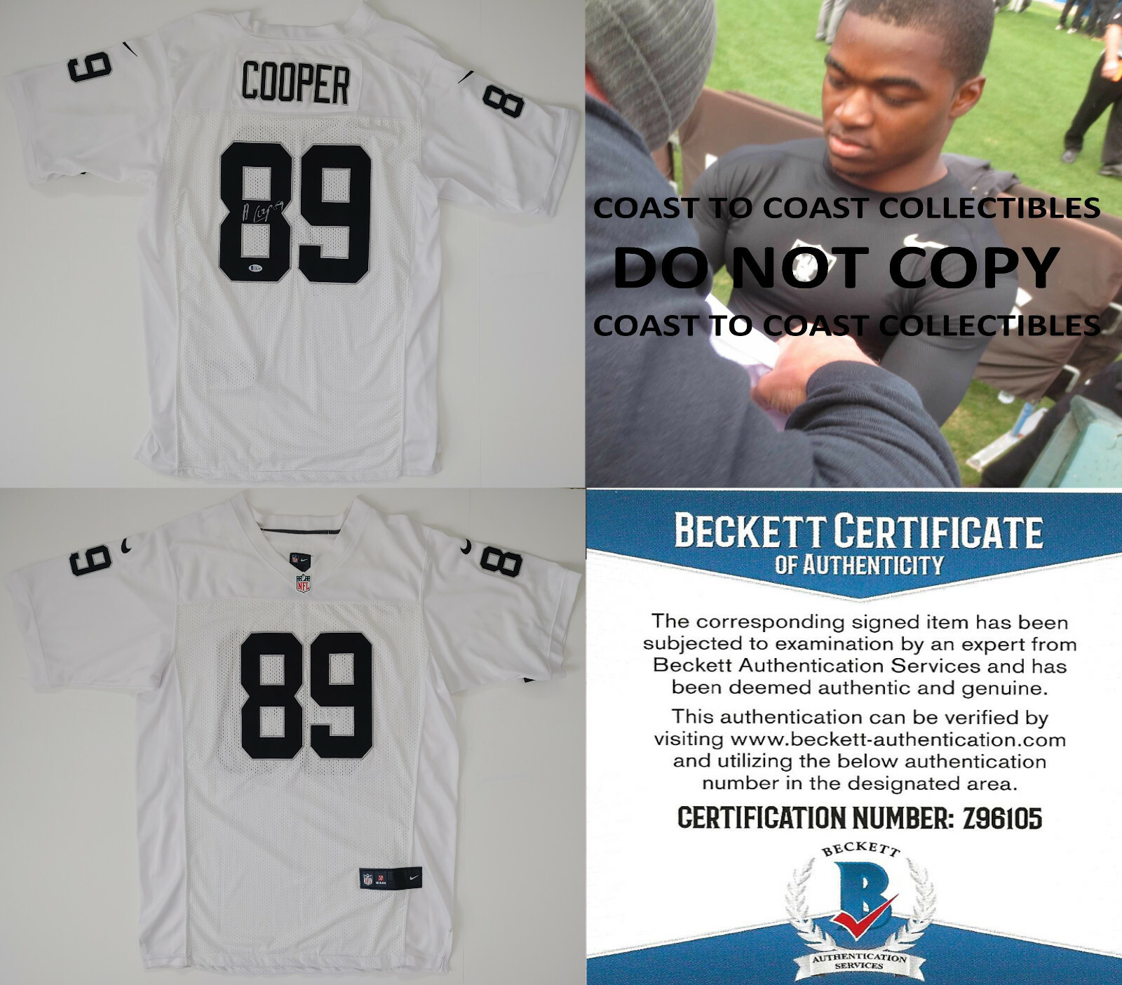 Amari Cooper Autographed Signed Oakland Raiders football jersey COA exact proof Beckett 