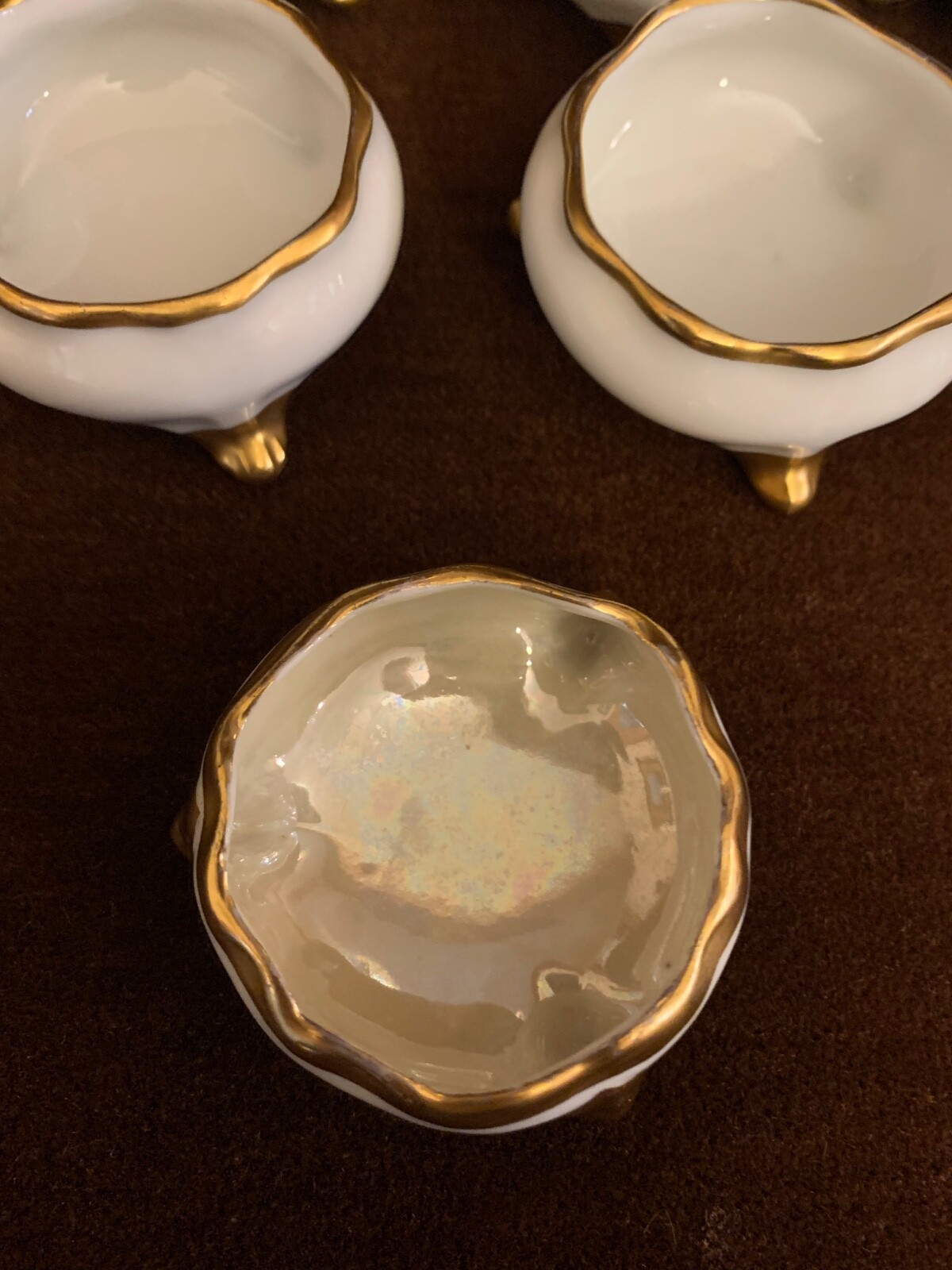 Salt Cellers, Porcelain, Gold Trim