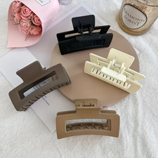 4Pcs Set Women Hair Claw Simple Style Solid Color Big Hair Claw Clips Square Hai