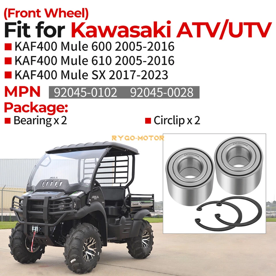 Cojinete de rueda delantera + kit de clip para Kawasaki Mule 600 610 SX KAF 400 2005-2023 Foto 4 de 4