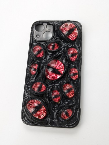Techypop iPhone 14 Plus Black & Red Eyeball Case Halloween Horror Vampire
