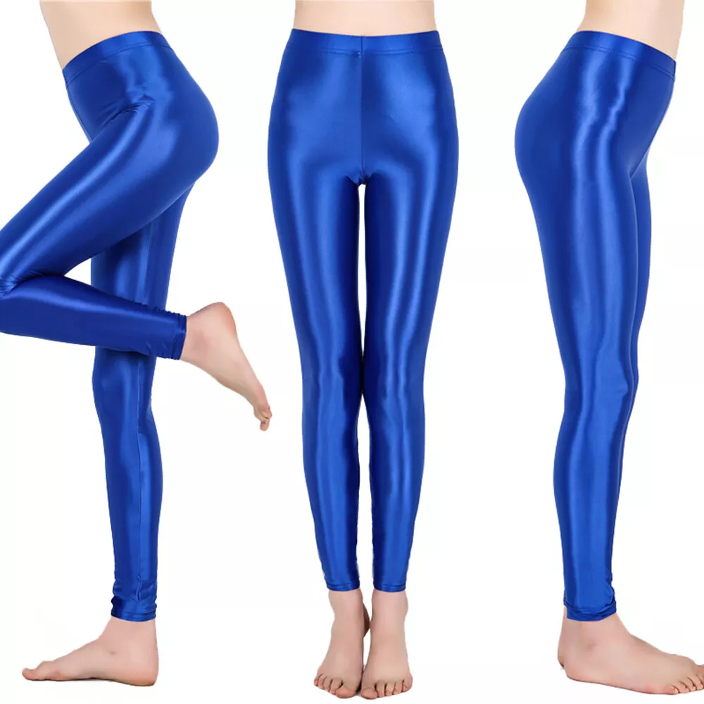 Womens Plus Size Pants Yoga Pants Metallic High Elastic Waist Yoga Pants  Sexy Shiny Sports Clothing Fitness Leggings 