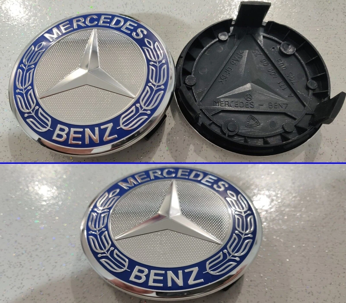 4 Tappi Coprimozzo Per Cerchi Auto YONGYAO - Diametro 75mm/69mm, Colore Argento, In ABS, Universali Per Mercedes A, B, C, E, S, M, G Class, SLK, CLK.