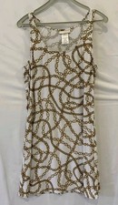 Michael Kors Women’s Chain Print Sleeveless Mini Dress White Gold Size S #12