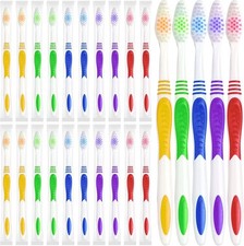 Bulk Toothbrushes 30 Pack Colorful Individually Wrapped Disposable Soft Large...