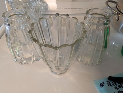 1930s Antique Art Deco Matching Glass Sconce/Lamp Shades UV Glow Set Of 3