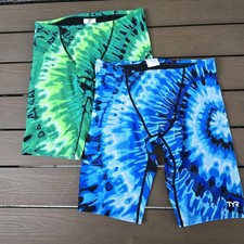 TYR Durafast Elite Mens Blue/ Green Bohemian Jammer Marketing Bundle Sz 32