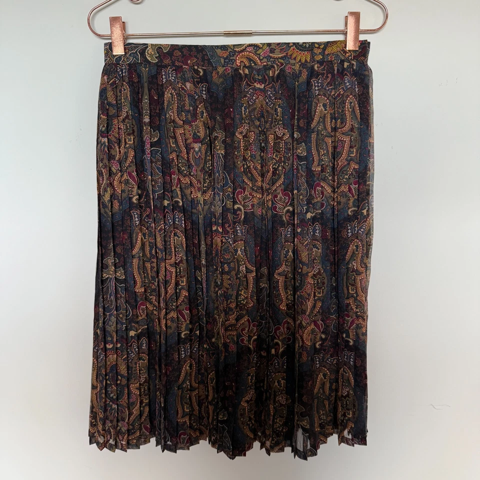Falda de seda vintage Ellen Tracy talla 10 oscura academia forrada de hadas cachemira plisada Foto 2 de 4