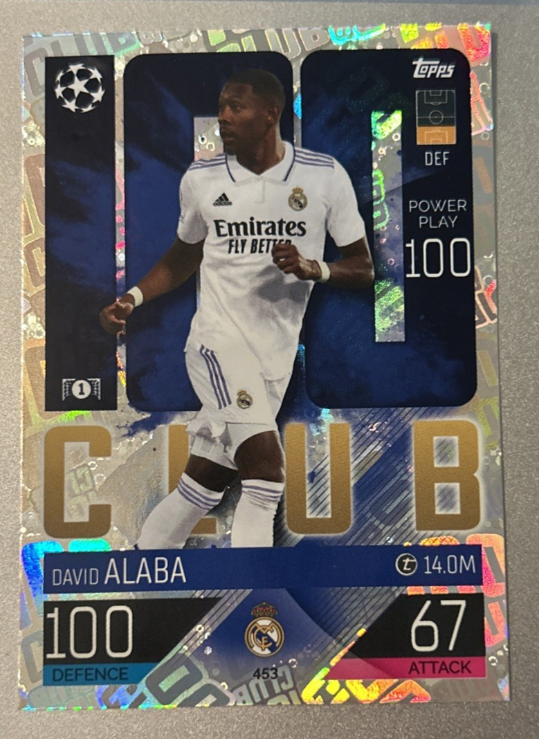 2022-23 Topps Match Attax David Alaba 100 Club Silver Foil