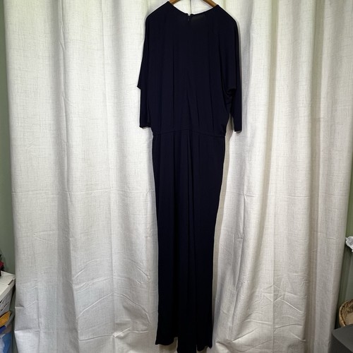 Lauren Ralph Lauren Navy Blue Adestie Jumpsuit Plus 2X Gold Button Wide Leg - Picture 7 of 11