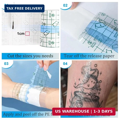 Emalla 9 Rolls Second Skin Tattoo Cover Waterproof Tattoo Aftercare Bandage image 3