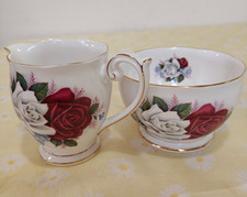 Queen Anne "Duet" Sugar Bowl and Milk / Creamer Jug Bone China