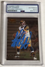 Kurt Warner Signed 1999 Bowman's Best #110 RC Rookie Blue Ink AUTO PSA/DNA
