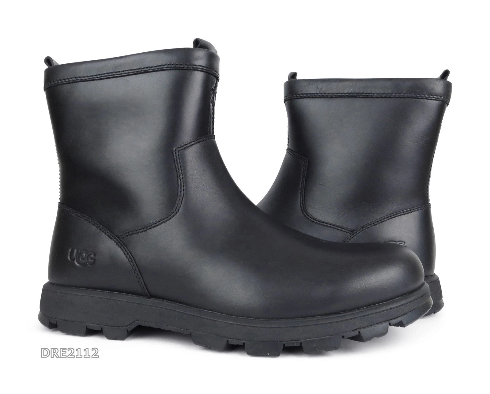 UGG Kennen Black Leather Fur Boots Mens Size 9 *NIB*