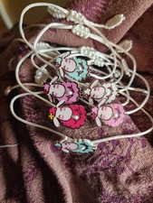 Lot Of 6 Handmade Adjustable Lamb Sheep Bracelet Anklet Assorted White Cord