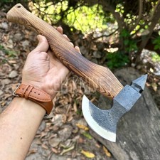 Viking Tomahawk Axe Carbon Steel Bearded Hatchet Handmade Wood Handle Tool