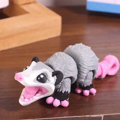 Opossum Articulated 3D Printed Sensory Companion For Stress Relief & Focus Gifts