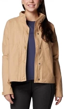 🔥Columbia Women's Large Tan Sage Lake Jacket Cotton Stretch | Utility Outdoor