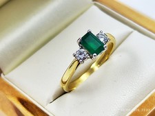 18ct Gold Ring- Emerald And .25 CT Diamond - Size Q1/2 Hallmarked
