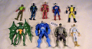 Lot of 9 Marvel Comics action figures, #AT24, Hulk, Iron Fist, Ironman, Logan
