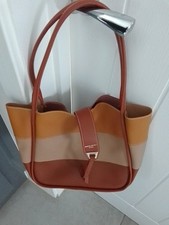 David Jones Paris Handbag Brown Tan Leather Medium Shoulder Bag