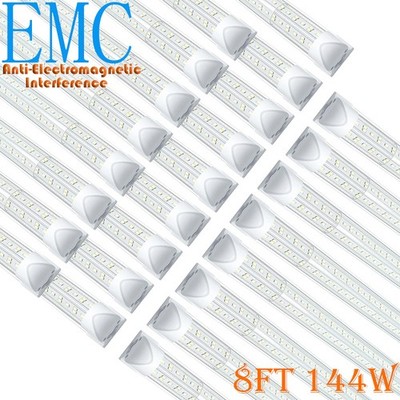 12/25 Pack 8 Foot Led Strip Light Garage Ceiling Fixture 144W 6500K T8 Led Tubes
