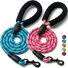 2 Pack Dog Leash, 4/5//6 FT Heavy Duty Nylon Rope Pet Leashes with Comfortable P