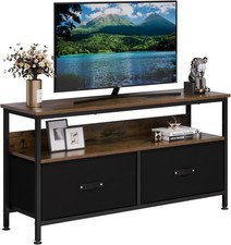 100 cm Fernsehtisch TV-Schrank mit Stauraum, Schwarz Lowboard 2 Schubladen