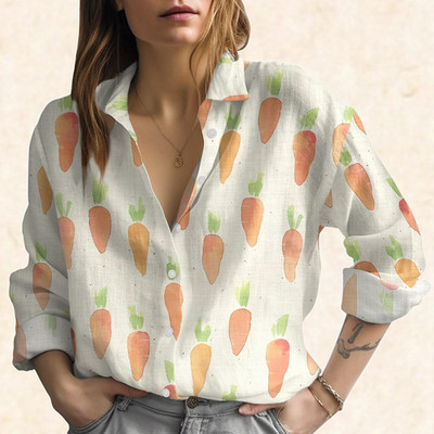 Carrot Blouse Shirt Funny Vegetable Women Shirt Farm Fresh Carrot Shirt