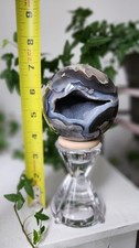Volcano Agate Geode Sphere With Druzy
